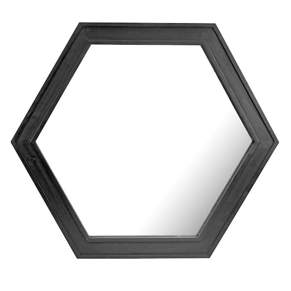 Stonebriar 21in x 24in Classic Hexagon Black Wood Framed Accent
