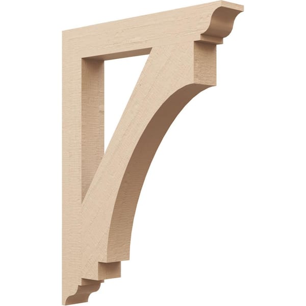 Ekena Millwork 3.5 in. x 32 in. x 24 in. Imperial Traditional Rough Cedar Woodgrain Timberthane Polyurethane Bracket, Primed Tan