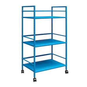 Cache 3-Tier Rolling Metal Cart in Bright Blue