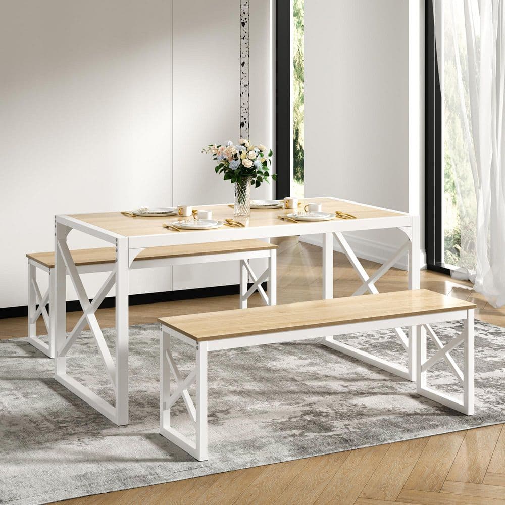 VECELO 3-Piece Dining Table Set for 6,55 in. Kitchen Table with 2