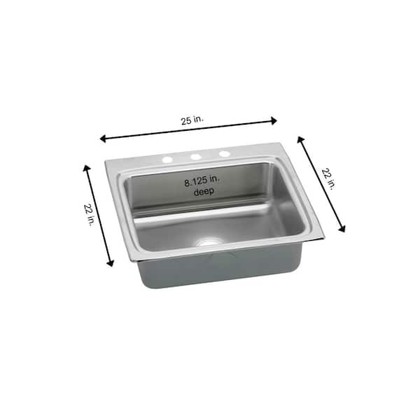 Lustertone 25 in. Drop-in Single Bowl 18-Gauge Stainless Steel Kitchen Sink w/ Accessories