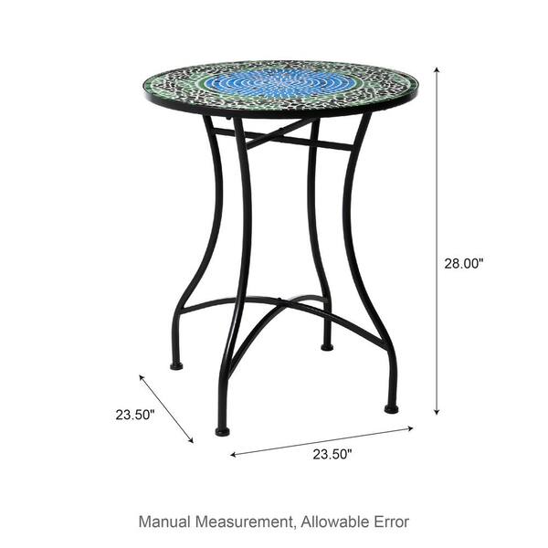 Glitzhome 28 in. H Outdoor Metal Folding Green Bistro Table