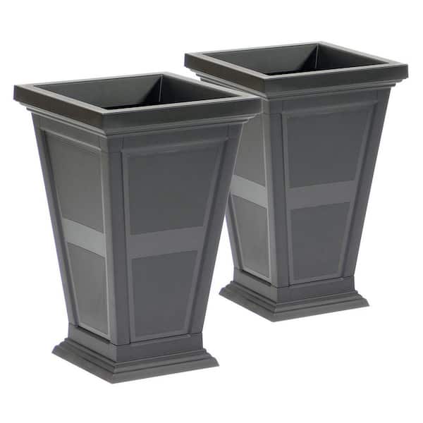 Modemmo Chelsea 22.5 in. Black Plastic Tall Self-Watering Planter (2-Pack)