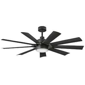 Turbine 60.0 in. Indoor/Outdoor Integrated LED Matte Black Ceiling Fan with Remote Control