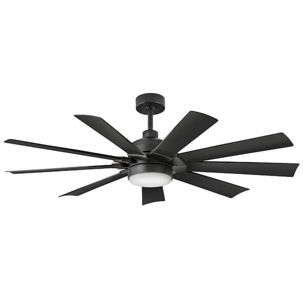 HINKLEY Turbine 60.0 in. Indoor/Outdoor Integrated LED Matte Black Ceiling Fan with Remote Control