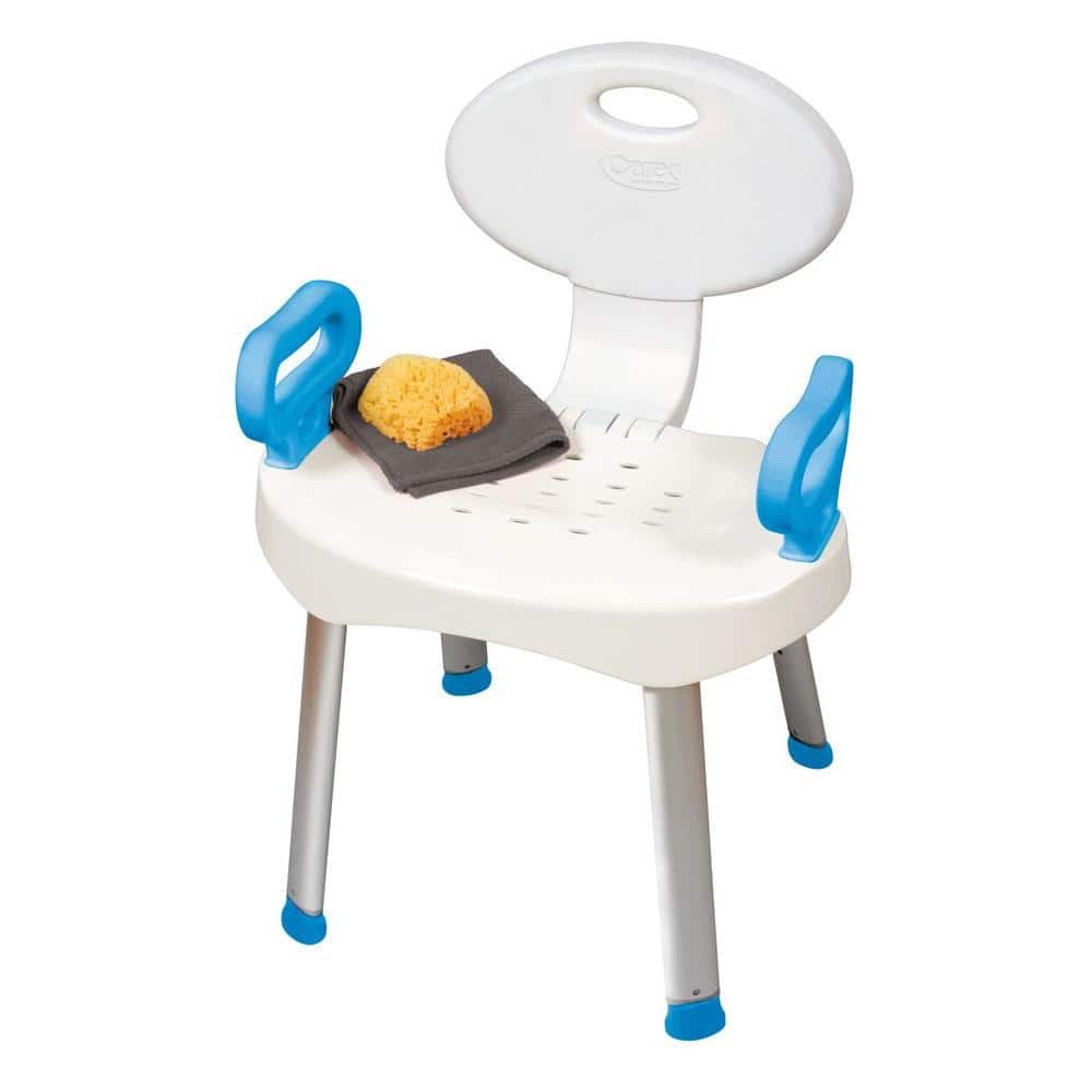 Adjustable White Plastic Bath and Shower Seat with Handles