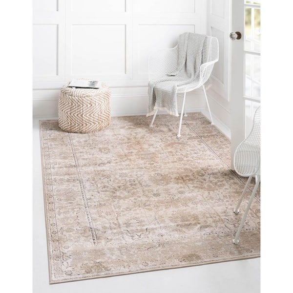 Unique Loom Portland Central Ivory 8 Ft X 10 Area Rug 3147265 The