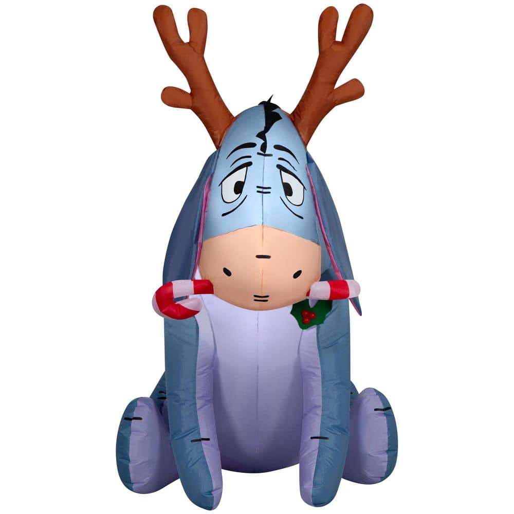 Gemmy 4 ft. Tall x 3 ft. Wide Airblown Eeyore with Candy Cane Christmas Inflatable