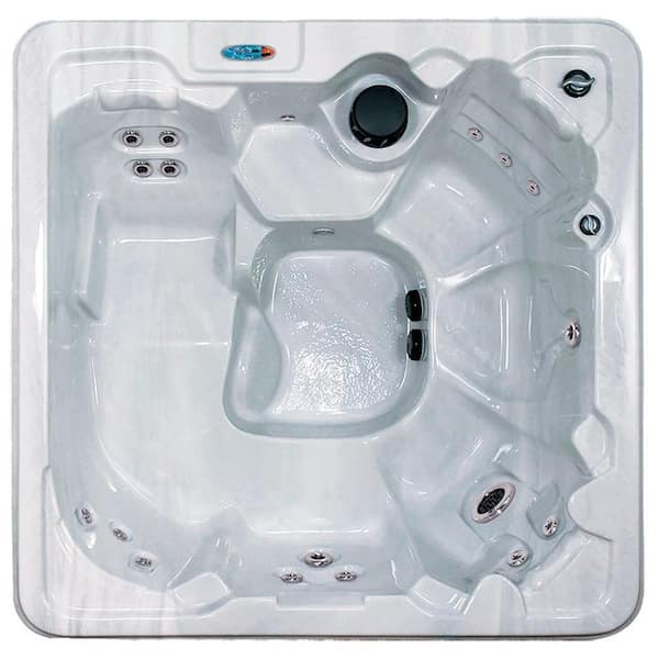 QCA Spas Sardinia II 7-Person 30-Stainless Steel Jet Spa with 4.2 HP BT Pump and LED in Silver Marble