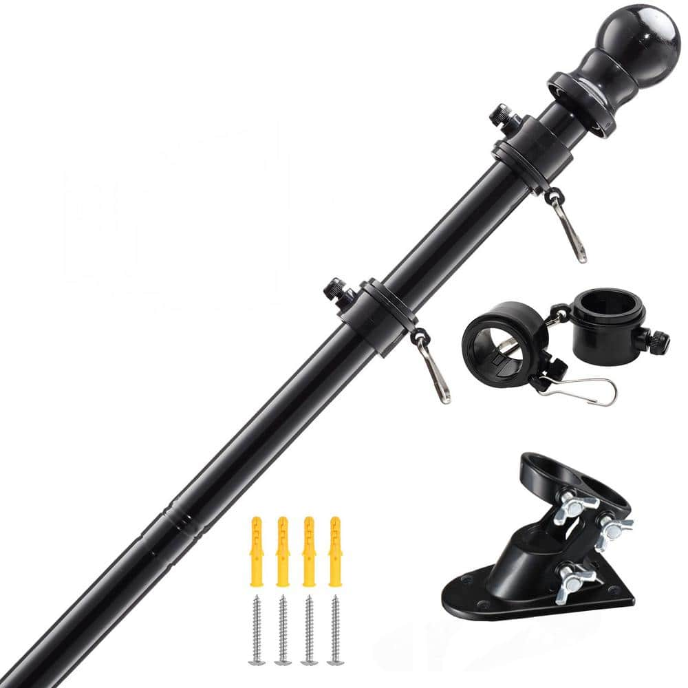 DIIG 6 ft. Black Flagpole Stainless Steel FlagPole with Mounting ...