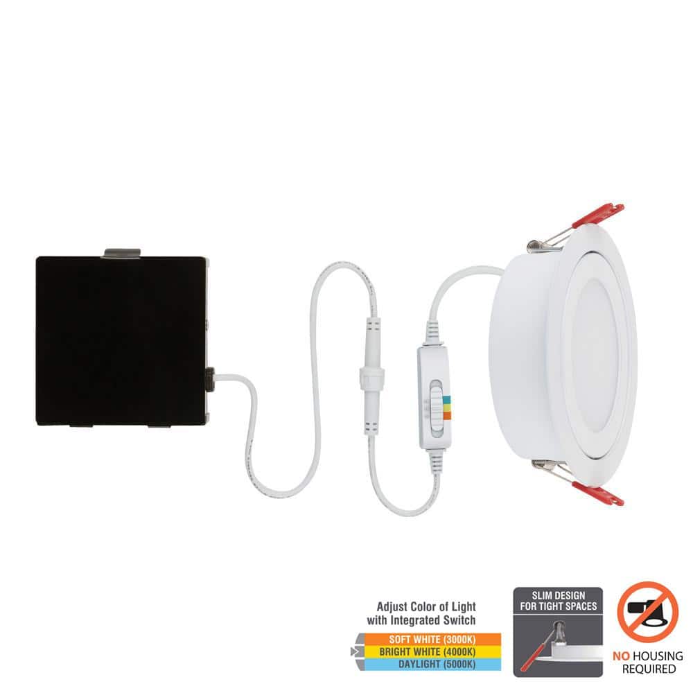 4 in. Slim Directional Selectable New Construction and Remodel Canless Rece