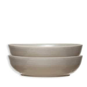 10 fl. oz. Neutral Beige Reactive Glaze Stoneware Serving Salad Bowls (Set of 2)