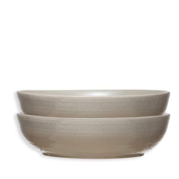 Storied Home 10 fl. oz. Neutral Beige Reactive Glaze Stoneware Serving Salad Bowls (Set of 2)