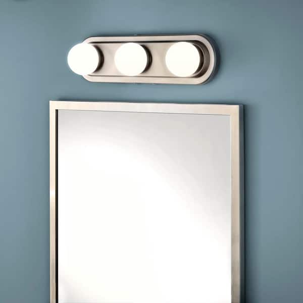 Hampton Bay Midford 3-Light Brush Nickel LED Bathroom Vanity Light Bar