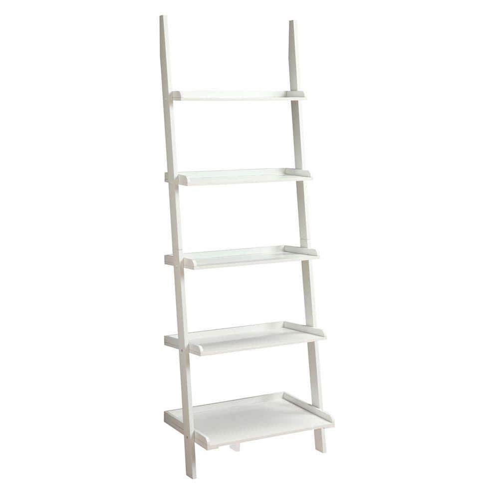 Benjara 72 in. White Wood 5shelf Ladder Bookcase with Open Back BM172781 The Home Depot