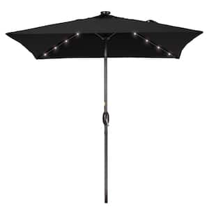 6.5 ft. x 6.5 ft. LED Square Patio Market Umbrella with UPF50+, Tilt Function and Wind-Resistant Design, Black
