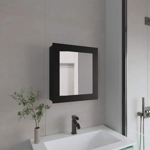 Unbranded Black 18.6 in W x 20.5 in. H Modern Rectangle Particle Board Framed Mirror Bathroom Mirror