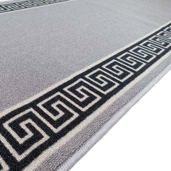 Greek Key Design Anti-Slip Door Mat – Washable Kitchen & Hall Runner In Black/Grey – Made In Turkey 4 thumbnail image
