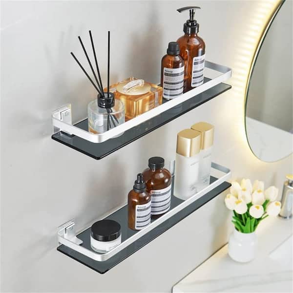 Acrylic Bathroom Shelves Bathroom Transparent Floating Shower Corner Shelf  Shower Shelves for Tile Walls Organizer Storage