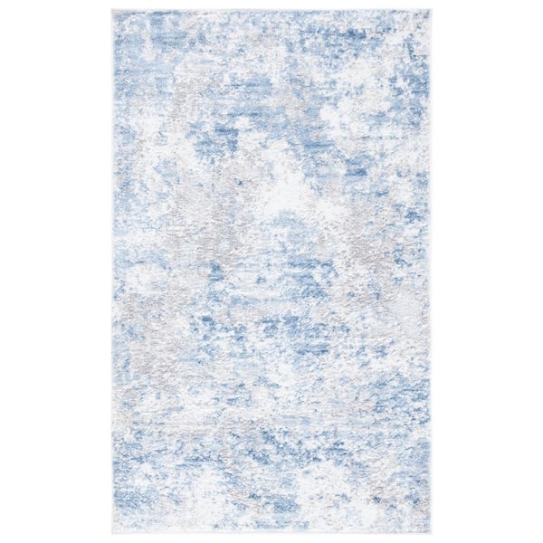 SAFAVIEH Amelia Gray/Blue Doormat 3 ft. x 5 ft. Distressed Abstract Area Rug