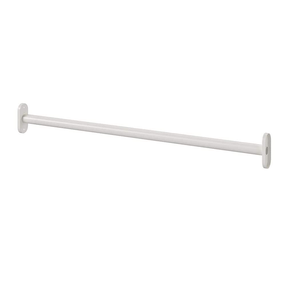 Adjustable White Steel Closet Rod, 30-48 Inch