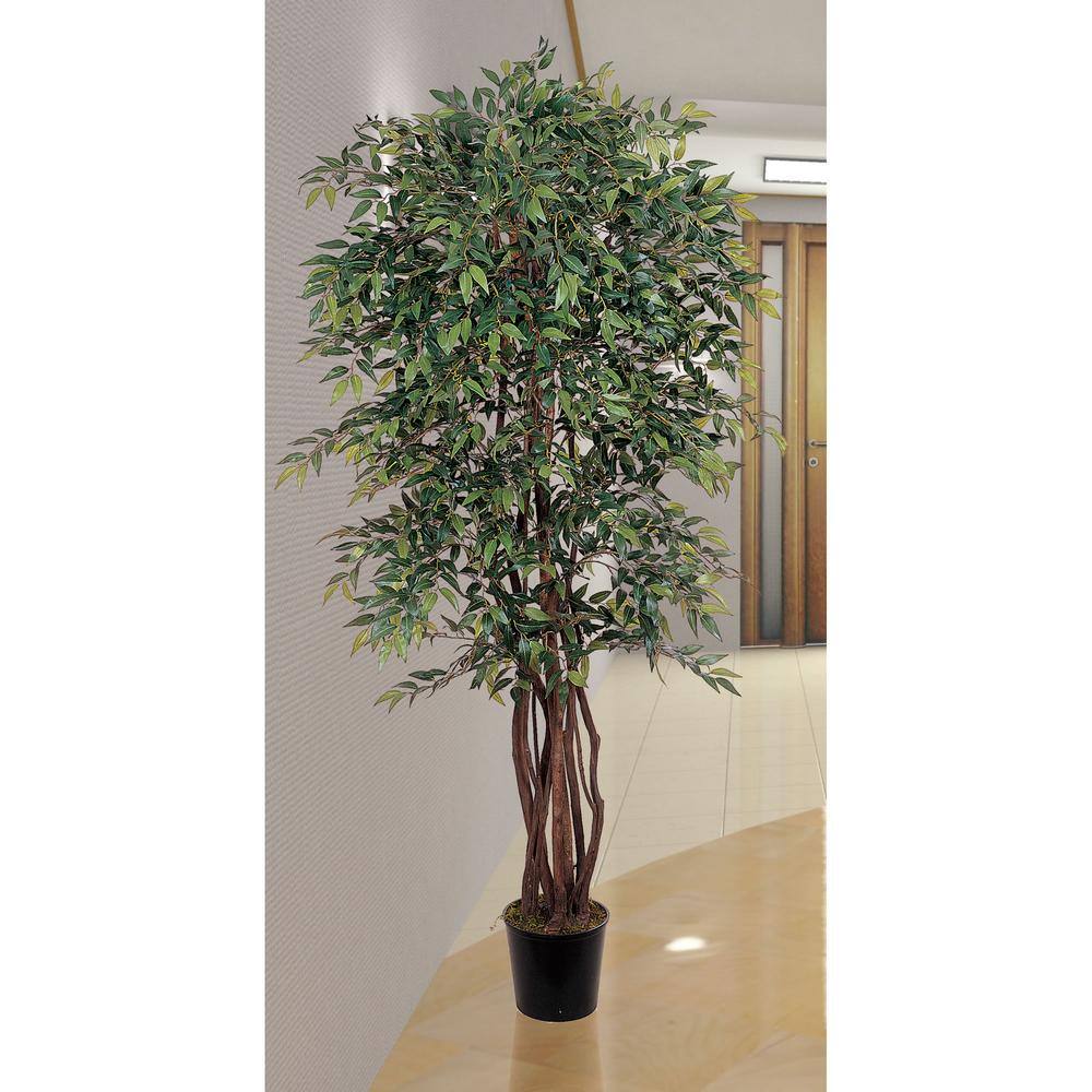 6-ft Green Silk Smilax Tree with Black Plastic Pot