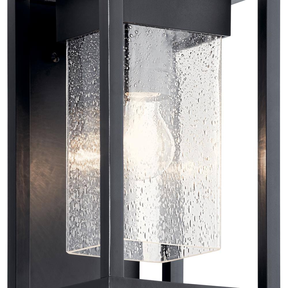 Mercer Black and Silver 12" Outdoor Wall Sconce with Clear Seeded Glass