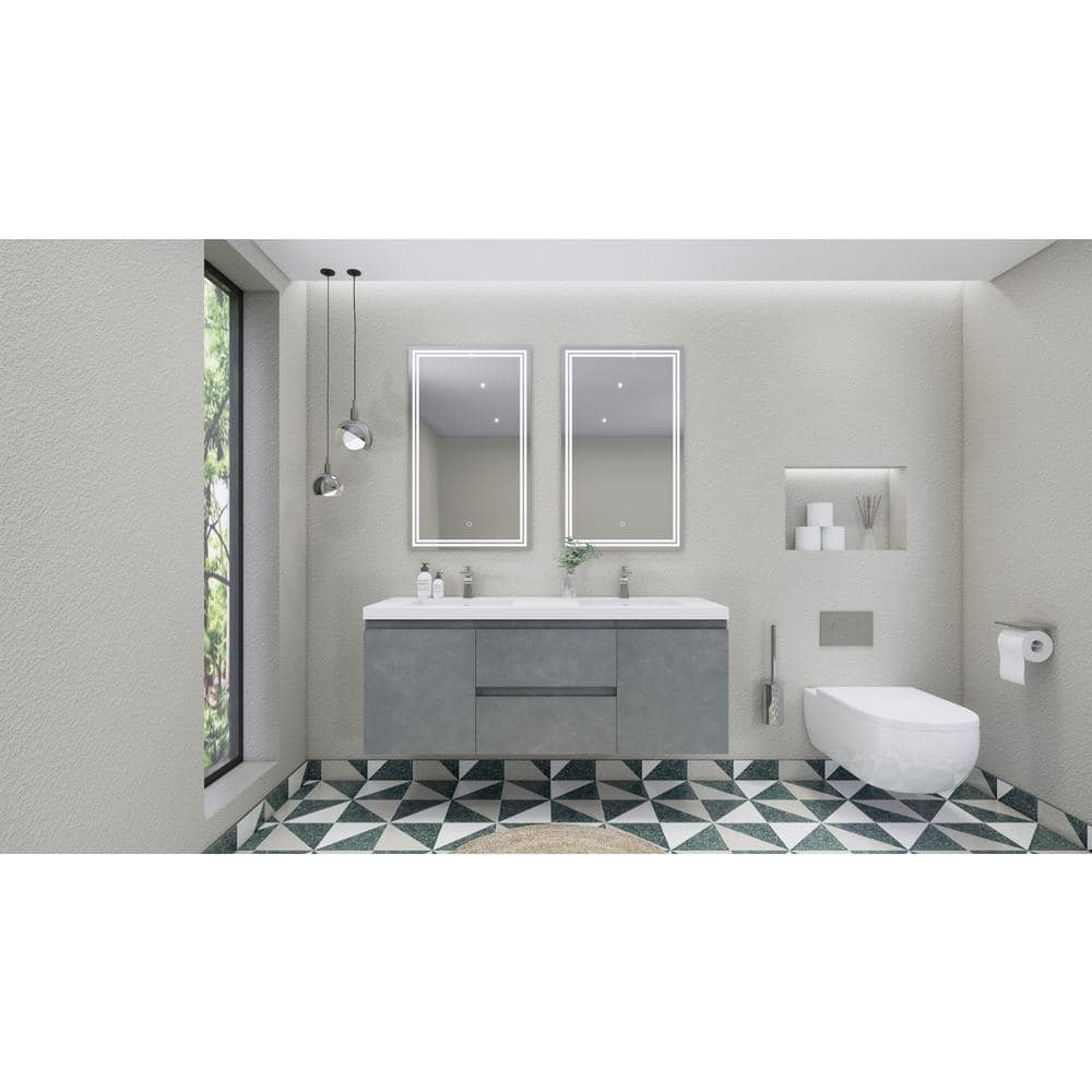 Moreno Bath Bohemia 60 in. W Vanity in Cement Gray with Reinforced Acrylic Vanity Top in White with White Basin -  MOB60D-CG