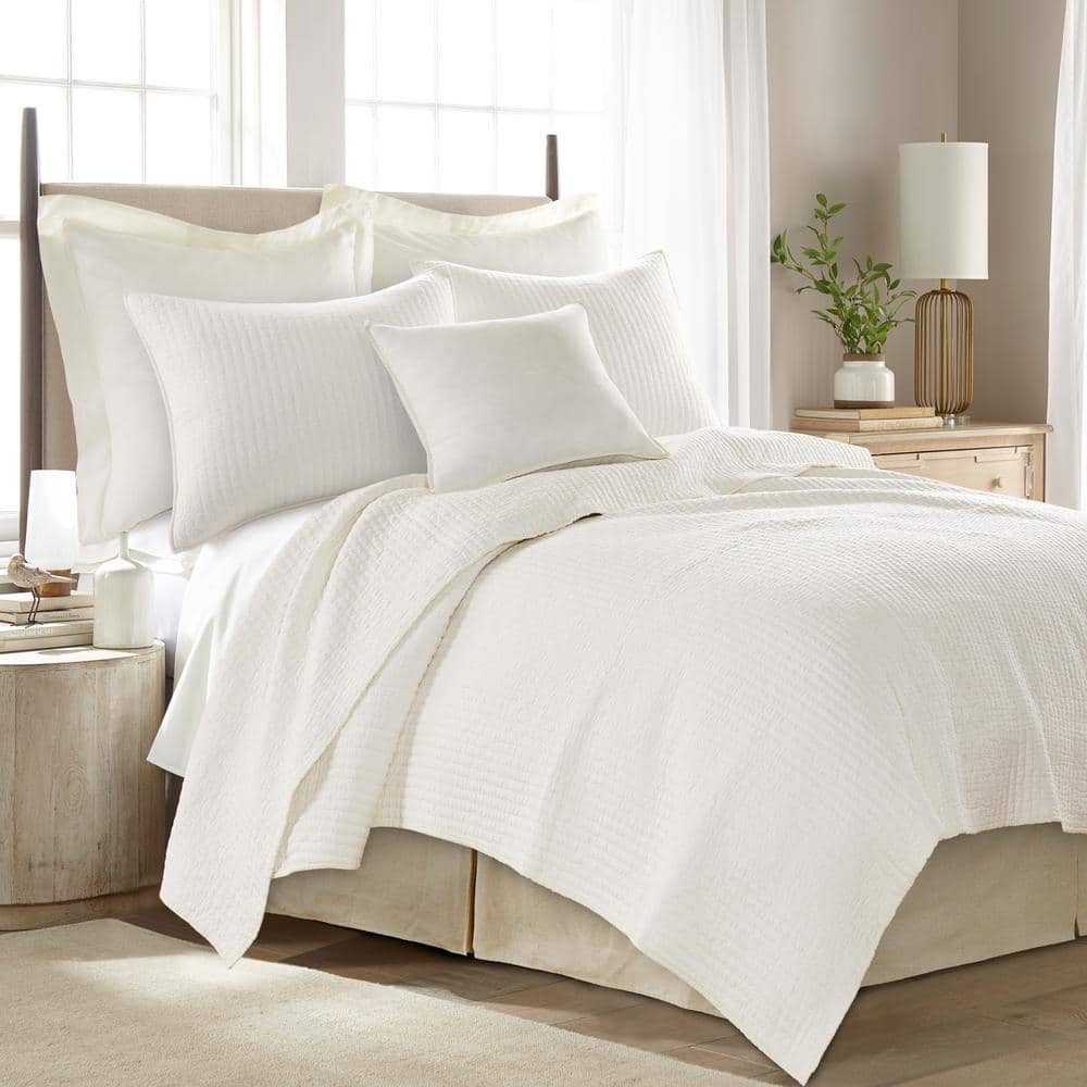 Greige Cotton Linen Blend Queen Bed Skirt Panel