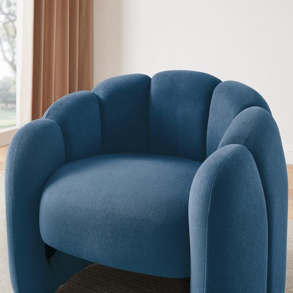 Lucky-Angel Ivina Stone Blue Corduroy Swivel Barrel Chair SF008