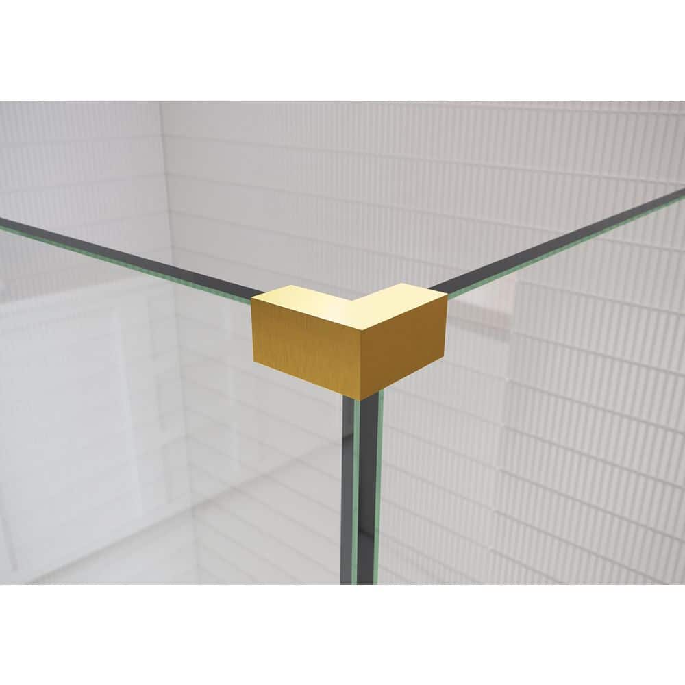 78" Frameless Glass Shower Enclosure with Satin Brass Finish