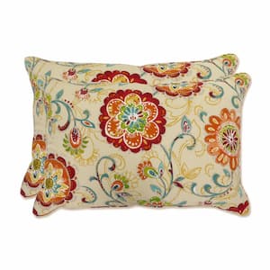 Floral Multicolored Rectangular Outdoor Lumbar Throw Pillow 2-Pack