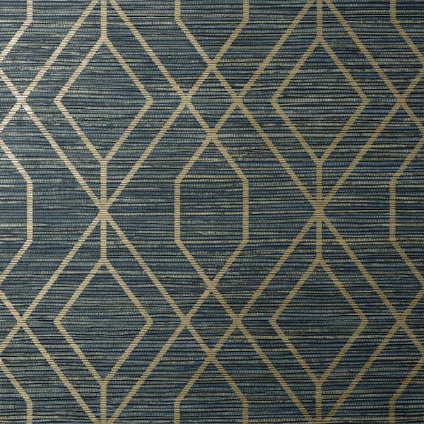 Fine Decor Fusion Blue Navy Trellis Matte Non-Pasted Paper Wallpaper Sample