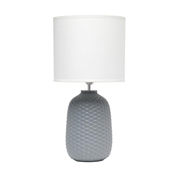 Simple Designs 20 4 In Gray With White Shade Tall Traditional Ceramic   Gray Simple Designs Table Lamps Lt1135 Gry 64 600 