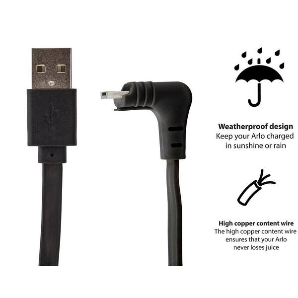 Arlo Pro 2 Charging Cable Weatherproof Micro USB Charger Security Camera 16.5 ft