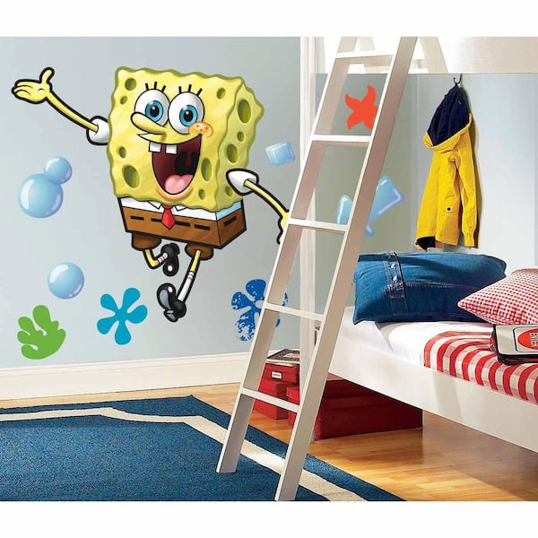 Roommates 5 In X 19 Spongebob Squarepants 23 Piece L And Stick Giant Wall Decals Rmk1406gm The