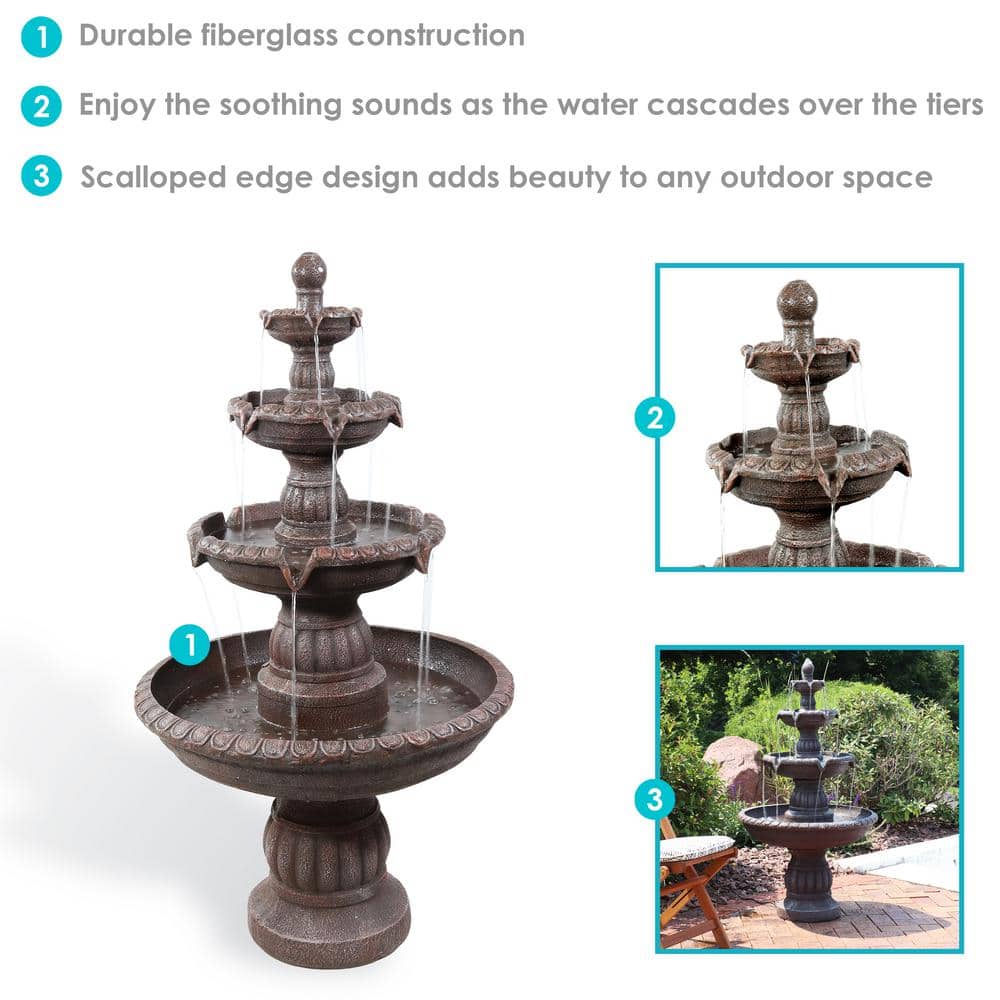 Mediterranean Light Brown Resin 49" 4-Tier Outdoor Fountain