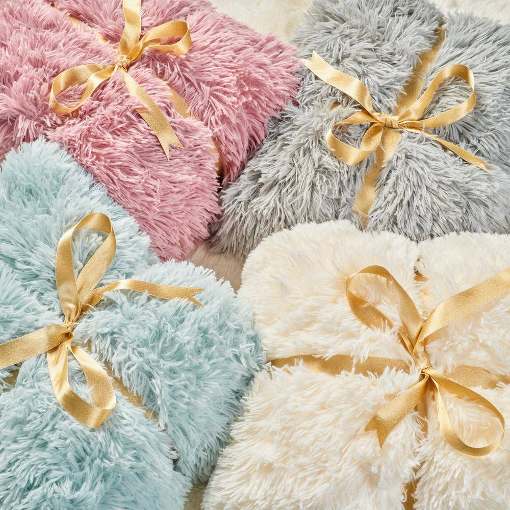 Turquoise Faux Fur Reversible Throw Blanket 50" x 65"