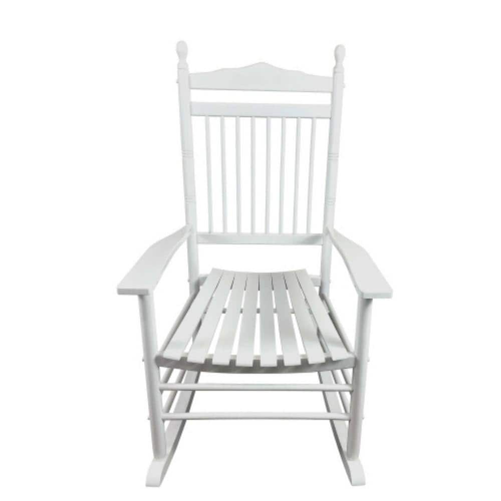Series Frame White Wood Outdoor Rocking Chair