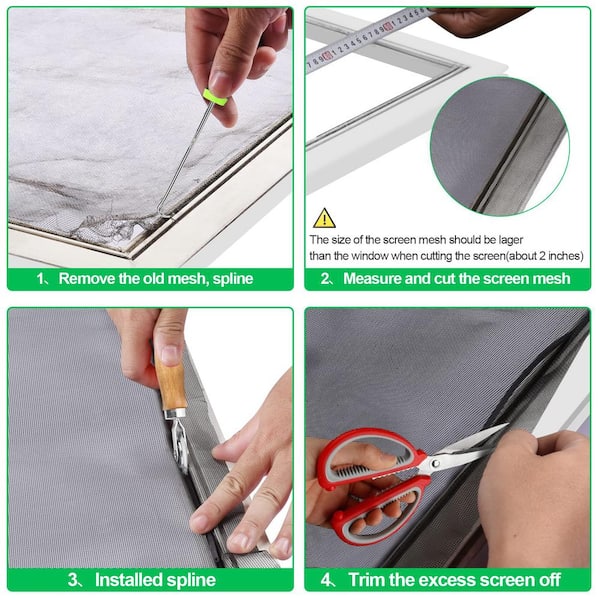 Angel Sar 39 in. x 118 in. Pet Proof Screen Replacement Kit, Window Mesh Repair Kit for Sliding Screen Door Patio Window Pet Black