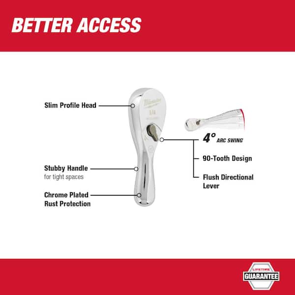 1/4 in. Drive 3 in. Stubby Ratchet with 3/8 in. Drive 5 in. Stubby Ratchet