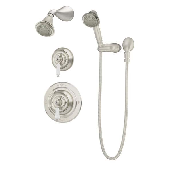 Symmons Carrington 2-Handle Shower Faucet with Hand Spray in Satin (Valve Included)