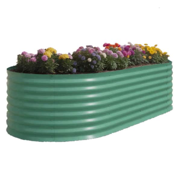 118.2 in. x 47.2 in. x 17.3 in. Outdoor Oval Galvanized Steel Raised Garden Bed in Green (Pack of 2)