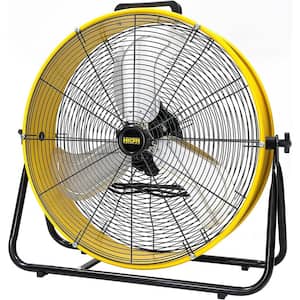 24 in. 3 Speeds Portable High Velocity Drum Fan in Yellow with Powerful 1/3 HP Motor, Turbo Blade, Low Noise