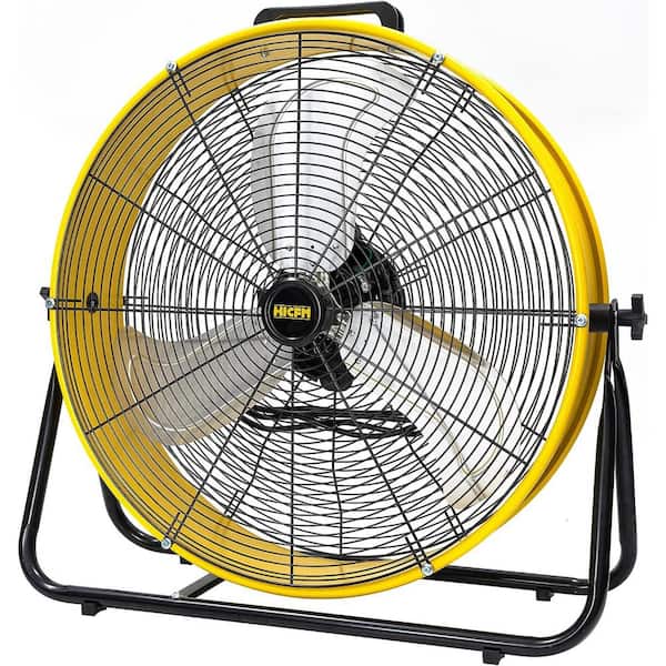 Elexnux 24 in. 3 Speeds Portable High Velocity Drum Fan in Yellow with Powerful 1/3 HP Motor, Turbo Blade, Low Noise
