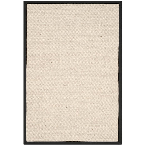 Natural Fiber Marble/Black 4 ft. x 6 ft. Woven Border Area Rug