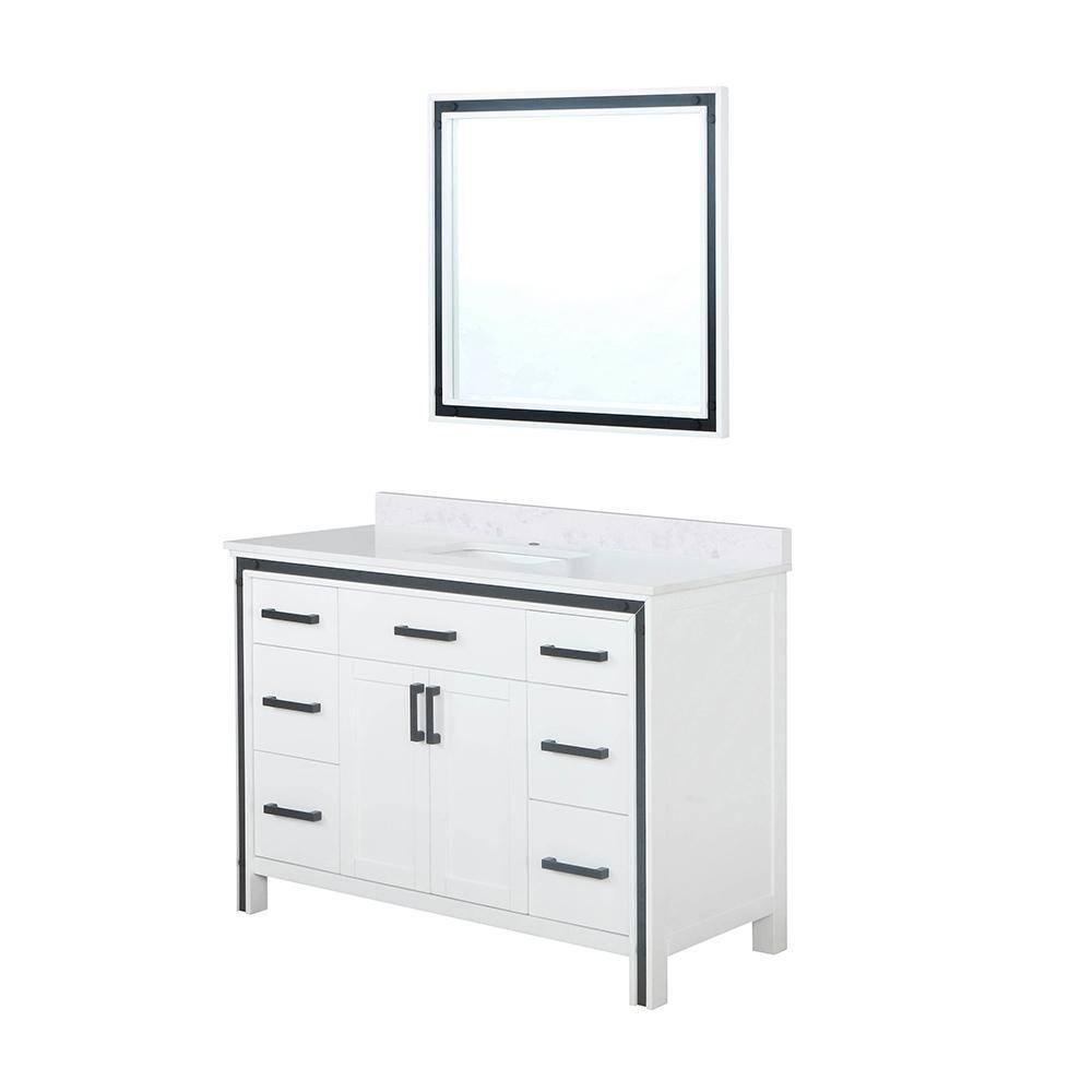 Ziva 48" White Cultured Marble Top Vanity with Mirror
