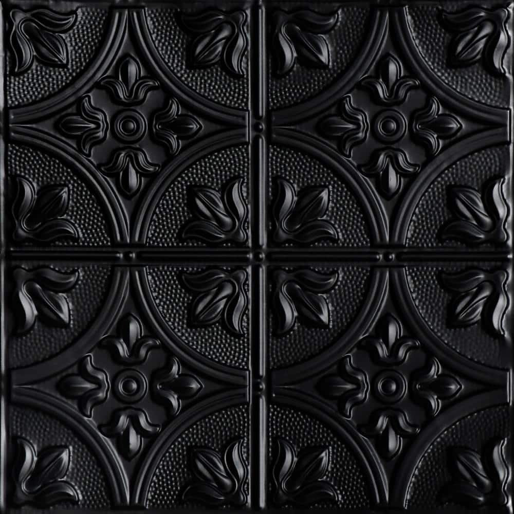 Tiptoe Satin Black 2 ft. x 2 ft. Decorative Nail Up Tin Ceiling Tile (24 sq. ft./case) price history on PriceWatchPro