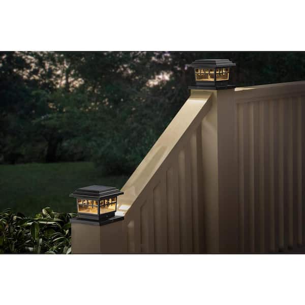 3.5 in. x 3.5 in. Bronze Outdoor Solar Post Cap with a 5.5 in. x 5.5 in. Adaptor (2-Pack)