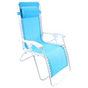 70 in. x 21 in. Turquoise Zero Gravity Outdoor Lounge Chair Recliner with Removable Headrest Pillow